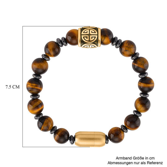 Grüner Aventurin, Hämatit Armband ca. 20 cm Reiner Edelstahl gelb vergoldet ca. 160,00 ct.