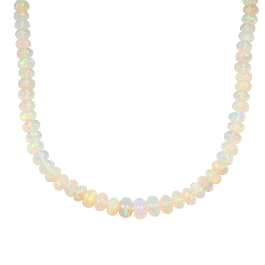 ILIANA - AAA Natürlicher, äthiopischer Welo Opal Halskette ca. 45 cm 750 Weißgold ca. 62.00 ct