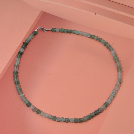 Grüner Quarz Halskette ca. 45 cm 925 Silber ca. 63.00 ct