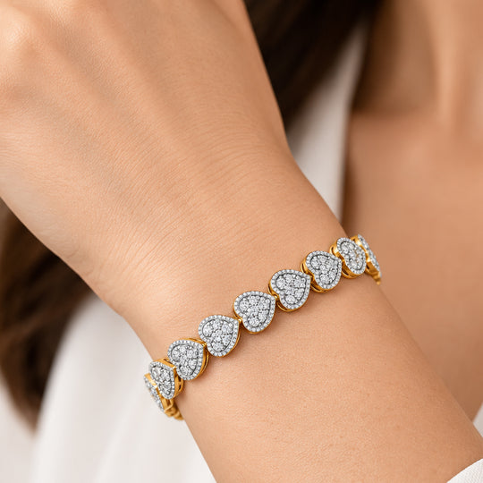 LUXURIANT DIAMOND - Lab Grown Diamant SI-GH Armband ca. 19 cm 925 Silber 750 Gelbgold Vermeil ca. 4,00 ct.