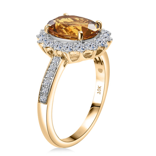 LUXURIANT (10-16 Werktage Lieferzeit) 3,13 ct. AAA Heliodor und Labor Diamant Ring in 417 Gold