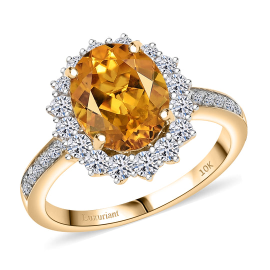 LUXURIANT (10-16 Werktage Lieferzeit) 3,13 ct. AAA Heliodor und Labor Diamant Ring in 417 Gold