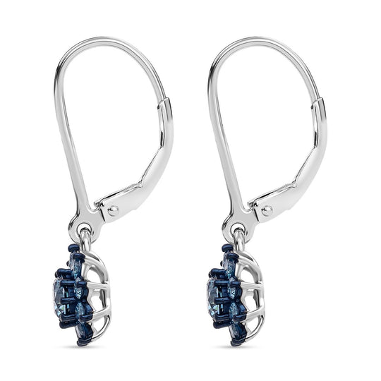 LUXURIANT DIAMOND - Lab Grown Blauer Diamant SI-GH SGL zertifiziert Ohrringe, 925 Silber rhodiniert ca. 1,00 ct.
