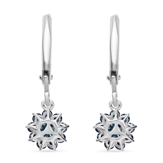 LUXURIANT DIAMOND - Lab Grown Blauer Diamant SI-GH SGL zertifiziert Ohrringe, 925 Silber rhodiniert ca. 1,00 ct.