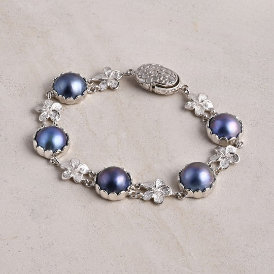 D'Joy Royal Bali- Mabe Perle (8-10 mm) 19cm Armband in 925 Silber