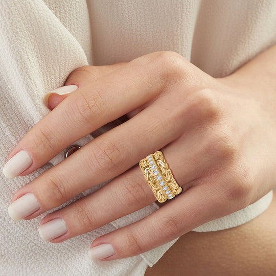 SHOPLC EXKLUSIV Royal Bali - Lab Grown Diamant SI-GH Ring 925 Silber (Größe 19.00) 916 Gelbgold Vermeil ca. 0.65 ct