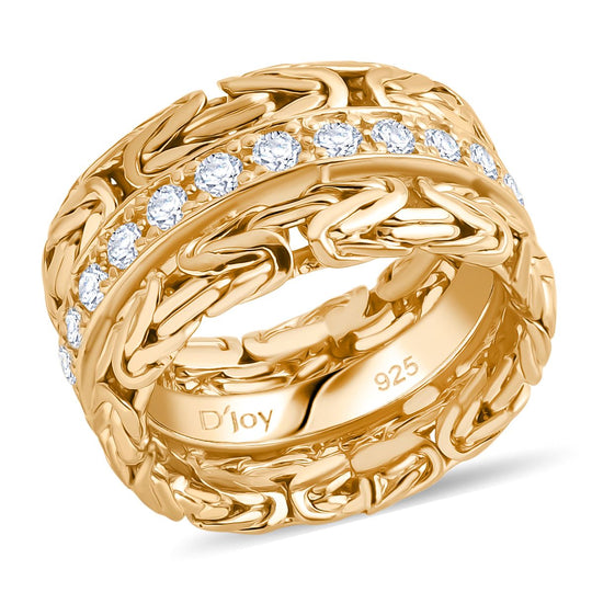 SHOPLC EXKLUSIV Royal Bali - Lab Grown Diamant SI-GH Ring 925 Silber (Größe 19.00) 916 Gelbgold Vermeil ca. 0.65 ct