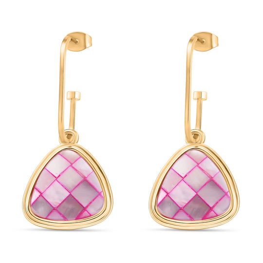Rosa Muschelkernperlen Ohrringe, Legierung in Goldton