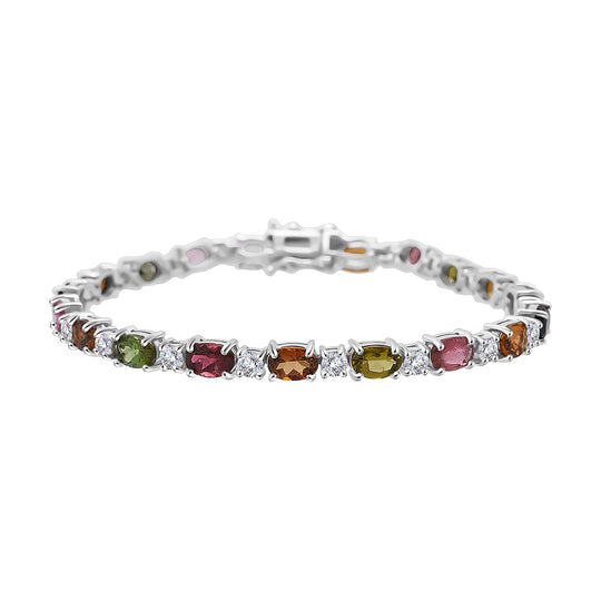 D'Joy AA Mehrfarbig-Turmalin, Moissanit Armband ca. 18.5 cm 925 Silber rhodiniert ca. 10,26 ct.