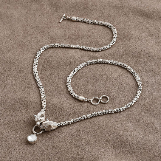 Royal Bali - Moissanit Halskette ca. 56 cm 925 Silber ca. 0,89 ct.