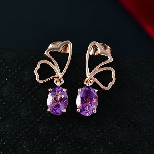 D'Joy AAA Rose De France Amethyst Ohrringe 925 Silber 750 rosévergoldet ca. 1.36 ct