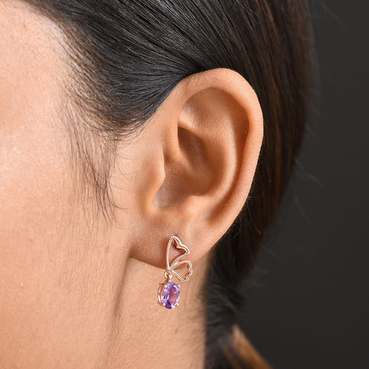 D'Joy AAA Rose De France Amethyst Ohrringe 925 Silber 750 rosévergoldet ca. 1.36 ct