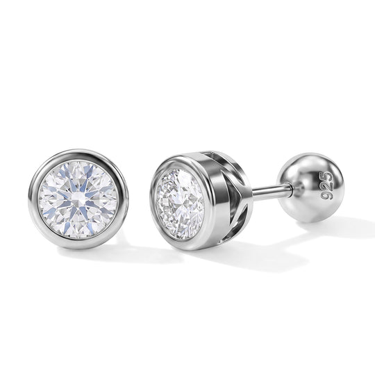 LUXURIANT 0,50 ct. SGL zertifizierte VS-EF Labor Diamant Ohrringe mit pieksfreiem Kugelverschluss, 925 Silber 750 Roségold Vermeil