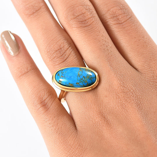 Blaues Türkis Ring Nickelfreies Messing (Größe 18.00) ca. 8,49 ct