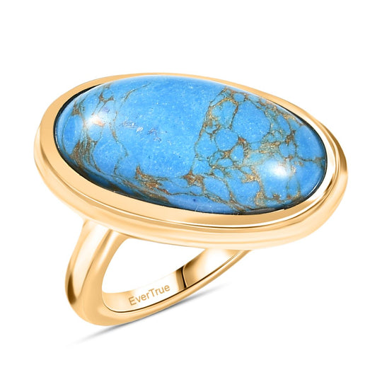 Blaues Türkis Ring Nickelfreies Messing (Größe 18.00) ca. 8,49 ct