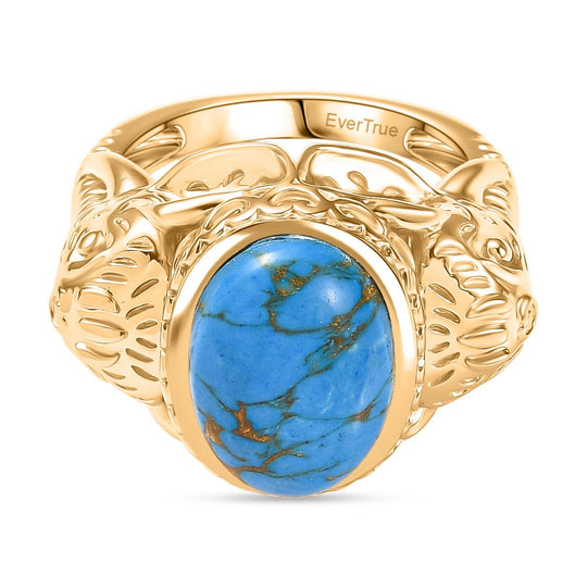 Blaues Türkis Ring Nickelfreies Messing (Größe 17.00) ca. 4,62 ct