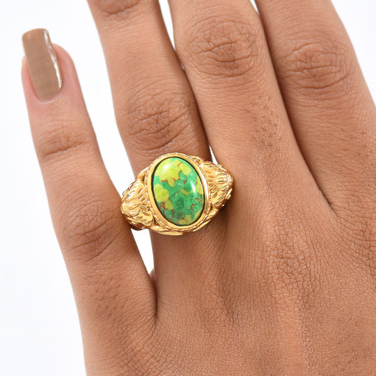 Grünes Türkis Ring Nickelfreies Messing (Größe 17.00) ca. 4,43 ct
