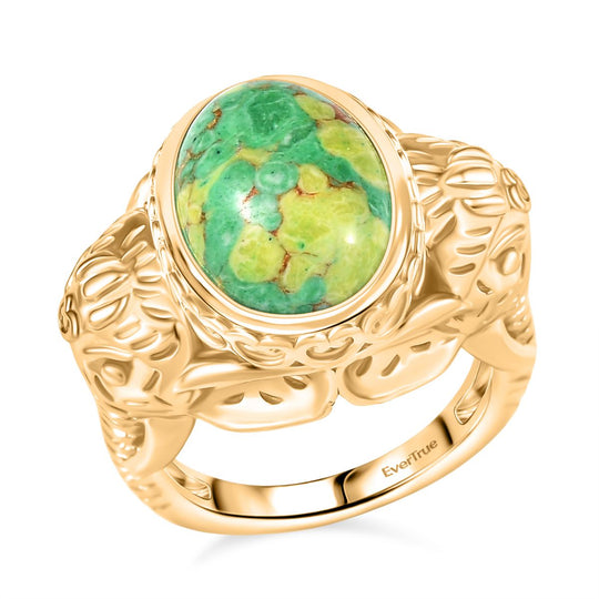 Grünes Türkis Ring Nickelfreies Messing (Größe 17.00) ca. 4,43 ct