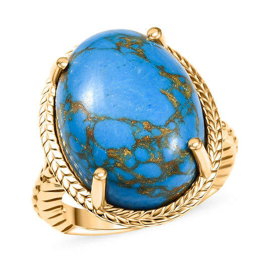 Blaues Türkis Ring Nickelfreies Messing (Größe 18.00) ca. 16.78 ct