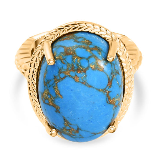 Blaues Türkis Ring Nickelfreies Messing (Größe 18.00) ca. 16.78 ct