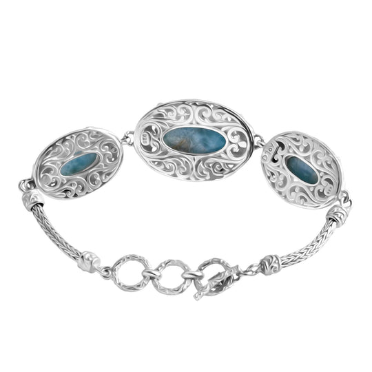 Royal Bali - Larimar Armband ca. 19 cm 925 Silber ca. 18.52 ct