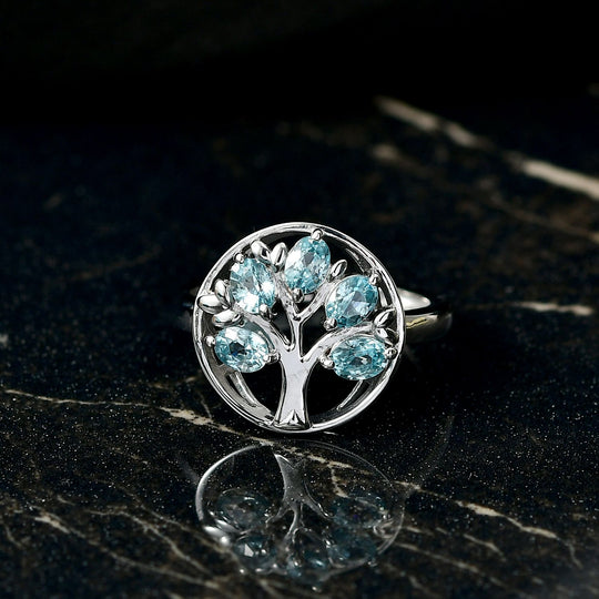 D'Joy AA Blauer Zirkon Ring 925 Silber rhodiniert (Größe 19.00) ca. 1,29 ct