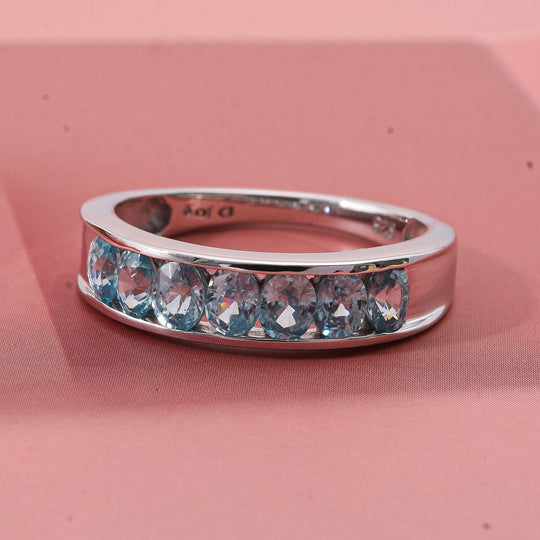 D’joy AA Blauer Zirkon Ring 925 Silber rhodiniert (Größe 20.00) ca. 1,82 ct