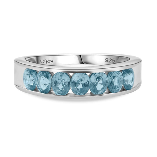 D’joy AA Blauer Zirkon Ring 925 Silber rhodiniert (Größe 20.00) ca. 1,82 ct