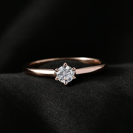 Moissanit Ring 925 Silber Roségold Vermeil (Größe 20.00) ca. 0,24 ct