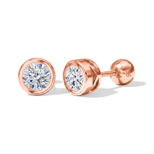 LUXURIANT SGL zertifizierte VS-EF Labor Diamant Ohrringe, 925 Silber 750 Roségold Vermeil - 0,50 ct.