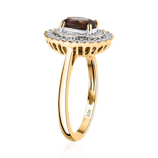 LUXORO AAA Farbwechsel Granat, Weißer Diamant Ring 417 Gold (Größe 18.00) (10-16 Werktage Lieferzeit) ca. 2,11 ct