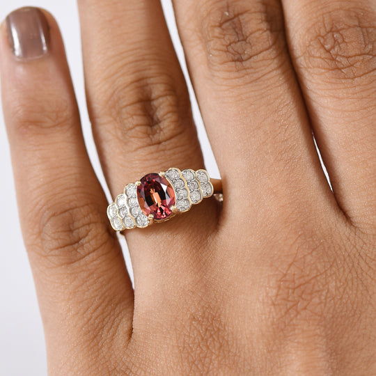 LUXORO AAA Farbwechsel Granat, Weißer Diamant Ring 417 Gold (Größe 17.00) (10-16 Werktage Lieferzeit) ca. 1,59 ct