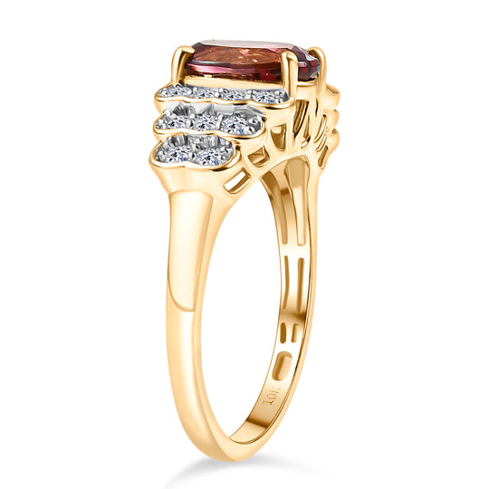 LUXORO AAA Farbwechsel Granat, Weißer Diamant Ring 417 Gold (Größe 17.00) (10-16 Werktage Lieferzeit) ca. 1,59 ct