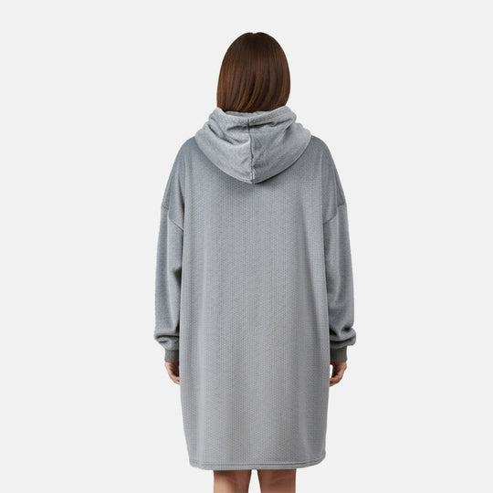 TAMSY Hoodie-Decke aus superweichem Flanell, 230 GSM, Einheitsgröße mit großer, praktischer Kängurutasche - Silber