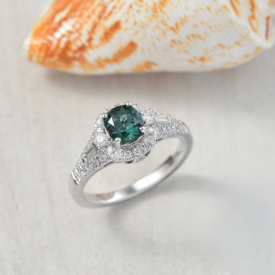 LUXORO AAA Pirineu Lagoon Tourmaline, Weißer Diamant Ring 417 Gold (Größe 17.00) (10-16 Werktage Lieferzeit) ca. 1,28 ct