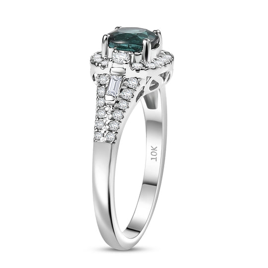 LUXORO AAA Pirineu Lagoon Tourmaline, Weißer Diamant Ring 417 Gold (Größe 17.00) (10-16 Werktage Lieferzeit) ca. 1,28 ct