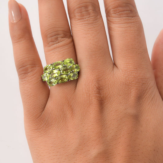 Natürlicher Peridot Ring 316L Edelstahl ca. 5.12 ct