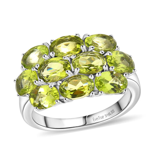 Natürlicher Peridot Ring 316L Edelstahl ca. 5.12 ct