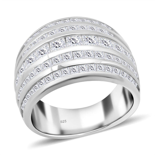 Lustro Stella Weißer Zirkonia Ring 925 Silber rhodiniert (Größe 17.00)