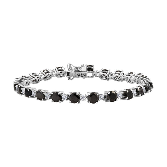 D'Joy Elite Shungit, Weißer Zirkon Armband ca. 20 cm 925 Silber rhodiniert ca. 9,74 ct.