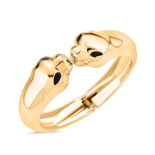Statement-Armreif im Panther-Design, ca. 18 cm, goldfarben