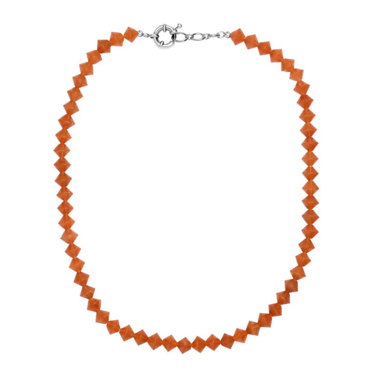 Rotes Aventurin Halskette ca. 50 cm mit 2.5 cm extender, Nickelfreies Messing platiniert ca. 250,00 ct