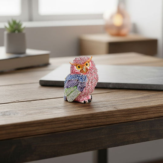 LIVMORE Eulen Design Schmuckdose Legierung 10 x 8 cm Rosa