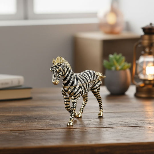 LIVMORE Zebra Design Schmuckdose Legierung 9 x 2.5 x 7 cm Schwarz Weiß