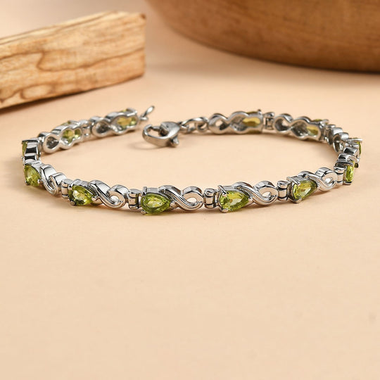 Natürliches Peridot Armband, ca. 19 cm 316L Edelstahl ca. 5.64 ct