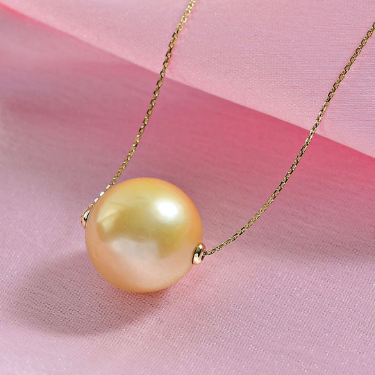 AAA Goldene Südsee Perle (16-17 mm) Halskette ca. 50 cm 750 Gelb Gold