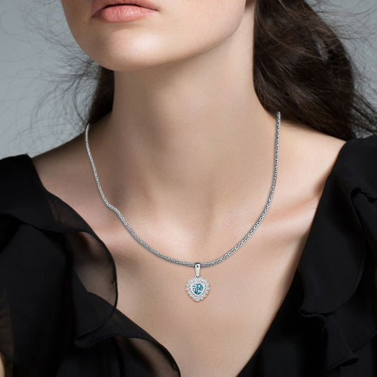 D'Joy AA Blauer Zirkon, Weißer Zirkon Anhänger 925 Silber rhodiniert ca. 1.51 ct