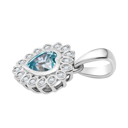 D'Joy AA Blauer Zirkon, Weißer Zirkon Anhänger 925 Silber rhodiniert ca. 1.51 ct