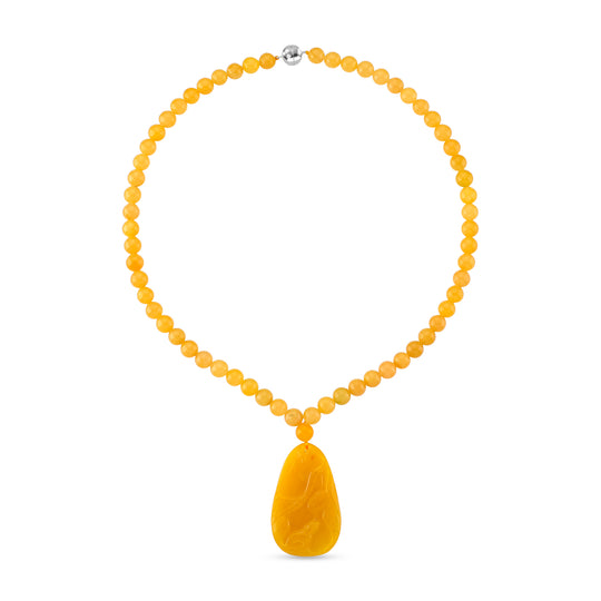 D'Joy Honig Jade Halskette, Flexibles, 925 Silber Vergoldet (10-15 Werktage Lieferzeit) ca. 350.00 ct