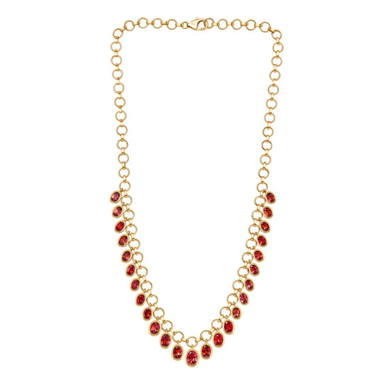 D'joy Lab Grown Padparadscha-Saphir Halskette ca. 45 cm 925 Silber 750 Gelbgold Vermeil ca. 20.52 ct